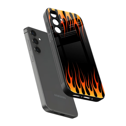 Flames Hot Red sleek samsung galaxy a16 5g cover with tempered glass back and TPU edges