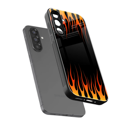 Flames Hot Red sleek samsung galaxy a36 5g cover with tempered glass back and TPU edges