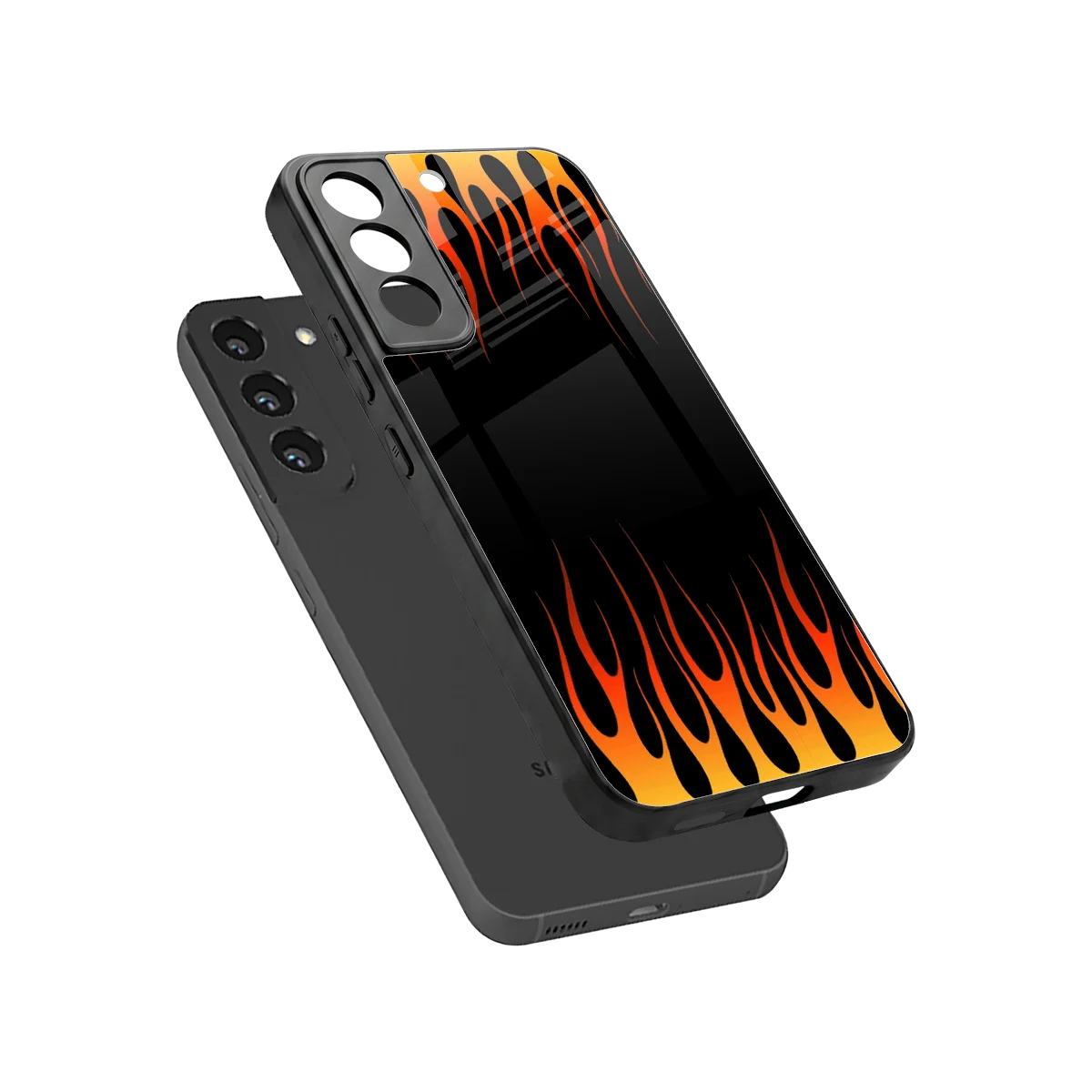 Flames Hot Red sleek samsung galaxy s22 cover with tempered glass back and TPU edges