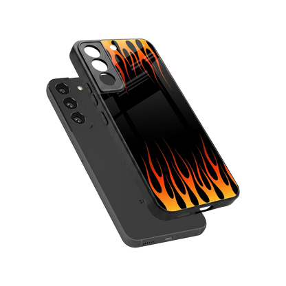 Flames Hot Red sleek samsung galaxy s22 cover with tempered glass back and TPU edges