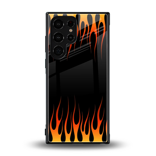 Flames Hot Red back phone cover | glass case for samsung galaxy s23 ultra