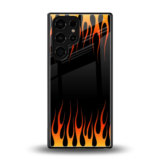 Flames Hot Red back phone cover | glass case for samsung galaxy s25 ultra