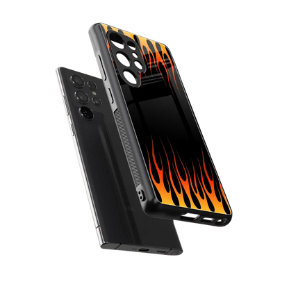 Flames Hot Red sleek samsung galaxy s26 ultra cover with tempered glass back and TPU edges
