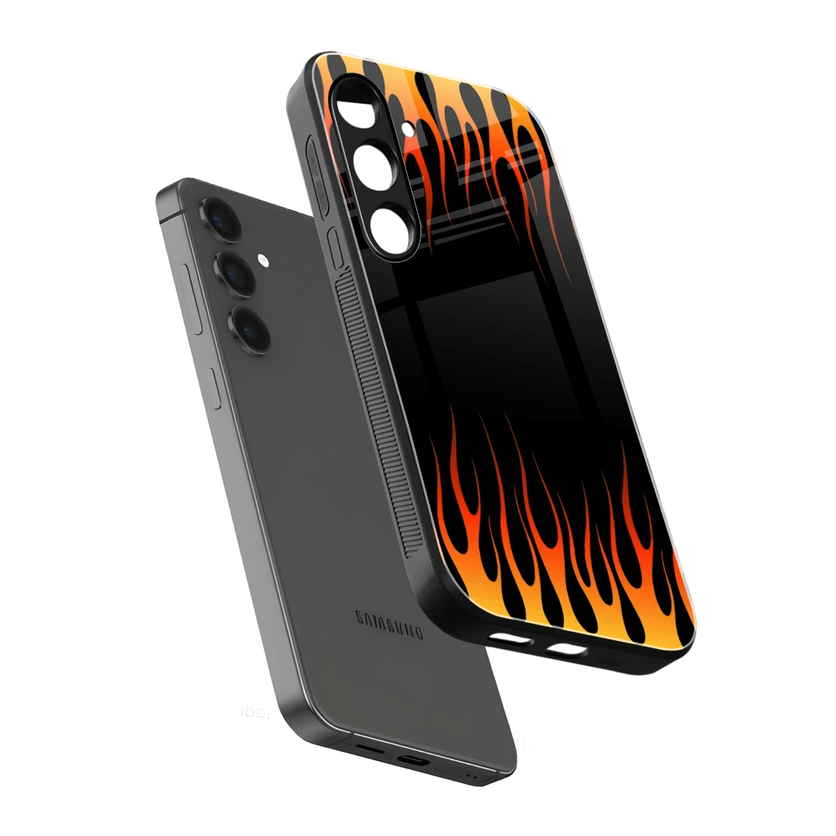 Flames Hot Red sleek samsung galaxy s24 fe cover with tempered glass back and TPU edges