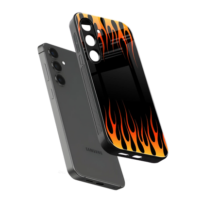 Flames Hot Red sleek samsung galaxy s24 fe cover with tempered glass back and TPU edges