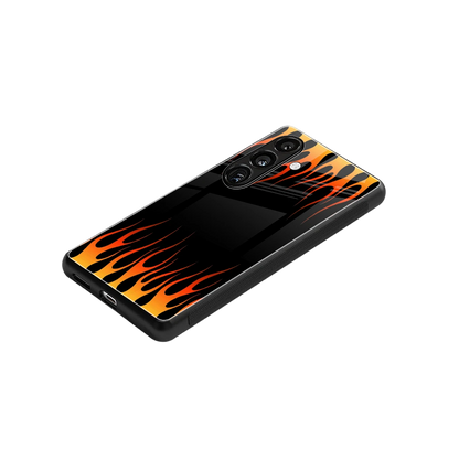 Flames Hot Red stylish phone case for samsung galaxy s23 fe | glossy glass and slim fit
