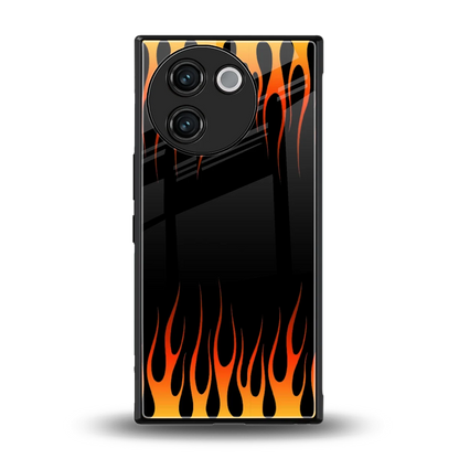Flames Hot Red back phone cover | glass case for vivo v30e