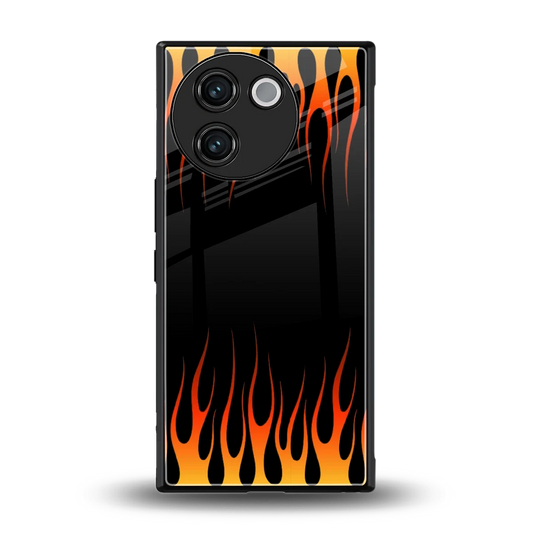 Flames Hot Red back phone cover | glass case for vivo v30e