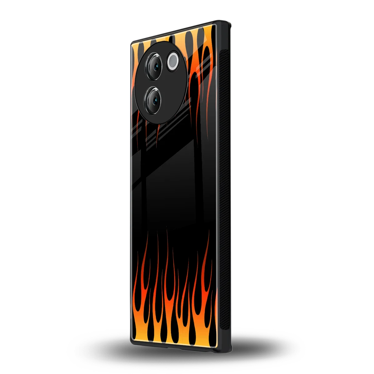 Flames Hot Red vivo v30e mobile cover | shockproof glass phone case