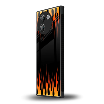 Flames Hot Red vivo v30e mobile cover | shockproof glass phone case