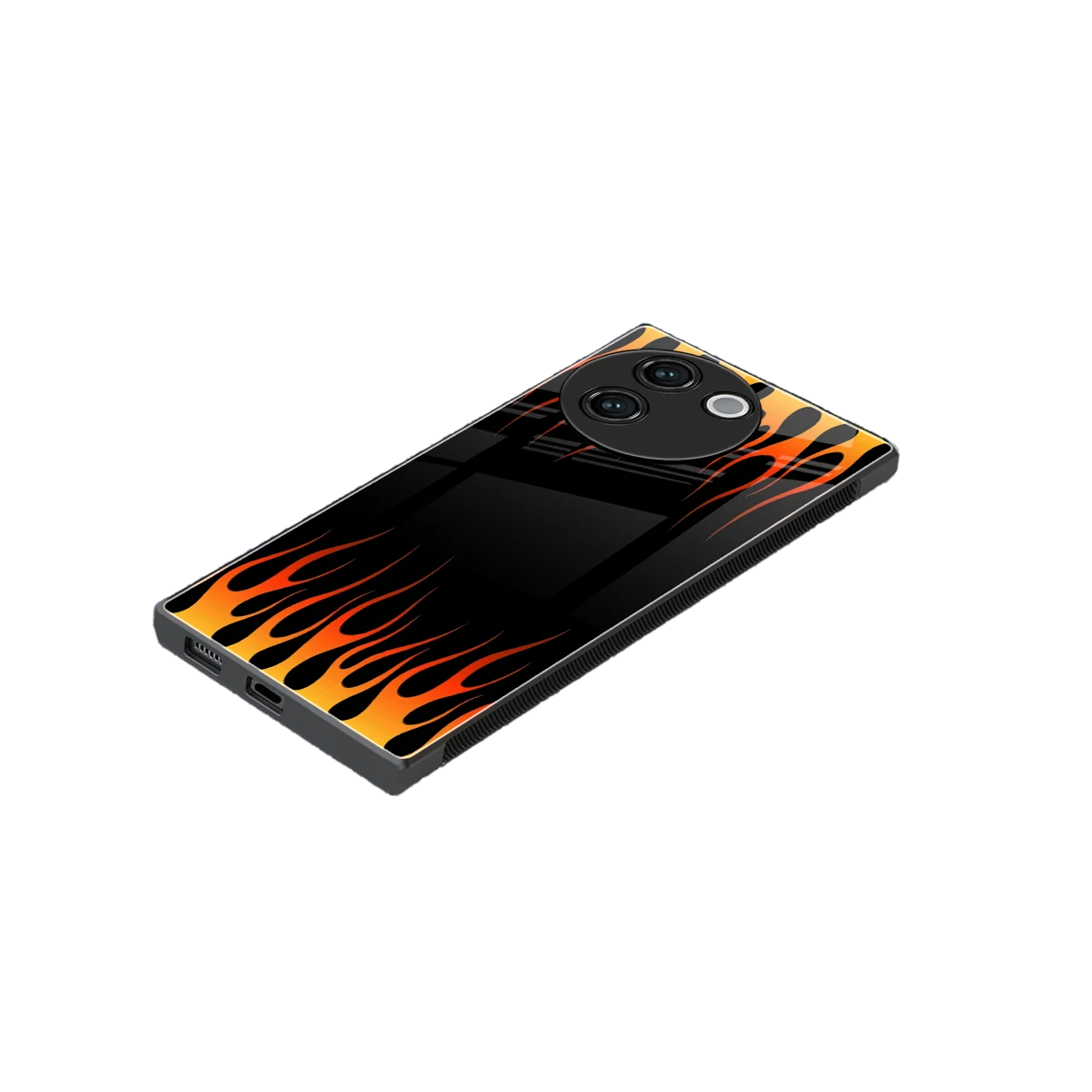 Flames Hot Red stylish phone case for vivo v30e | glossy glass and slim fit