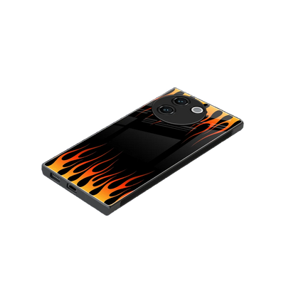 Flames Hot Red stylish phone case for vivo v30e | glossy glass and slim fit