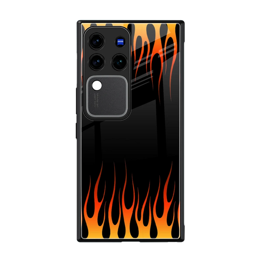Flames Hot Red back phone cover | glass case forvivo v30 pro