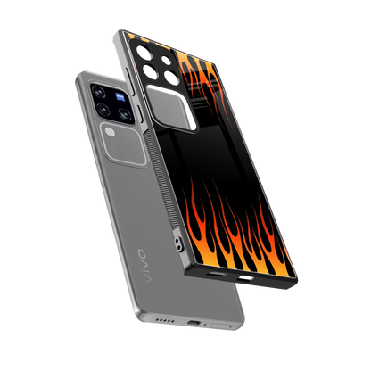 Flames Hot Red sleekvivo v30 pro cover with tempered glass back and TPU edges