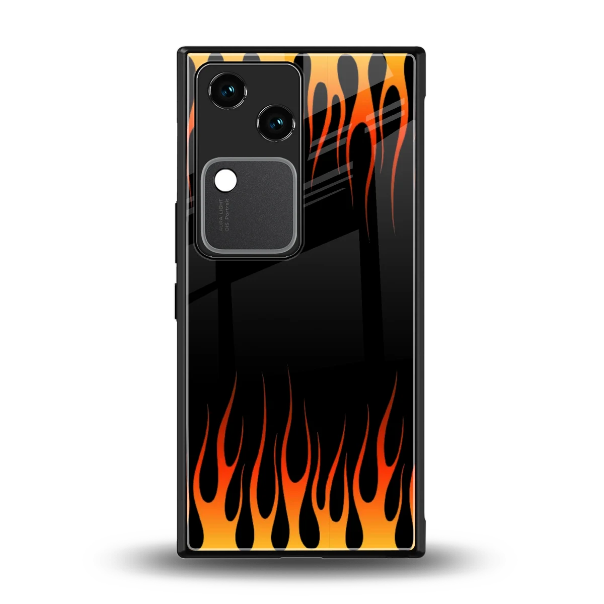 Flames Hot Red back phone cover | glass case for vivo v30