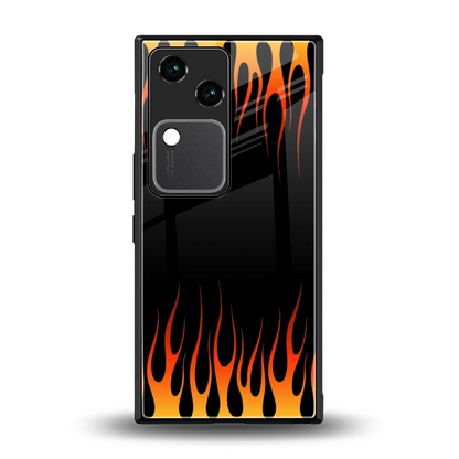 Flames Hot Red back phone cover | glass case for vivo v30