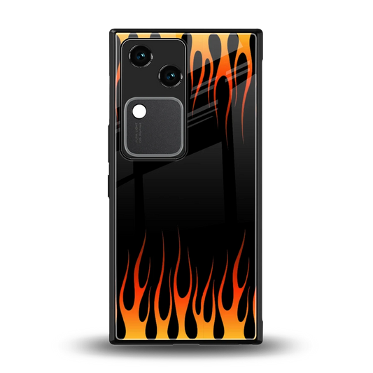 Flames Hot Red back phone cover | glass case for vivo v30