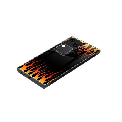 Flames Hot Red stylish phone case for vivo v30 | glossy glass and slim fit