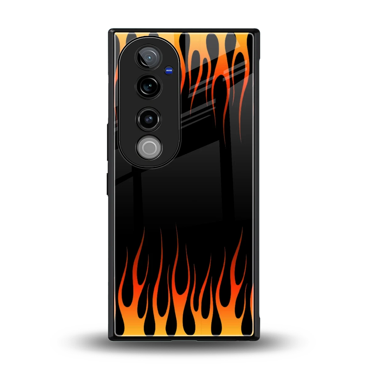 Flames Hot Red back phone cover | glass case for vivo v40 pro