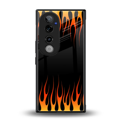 Flames Hot Red back phone cover | glass case for vivo v40 pro
