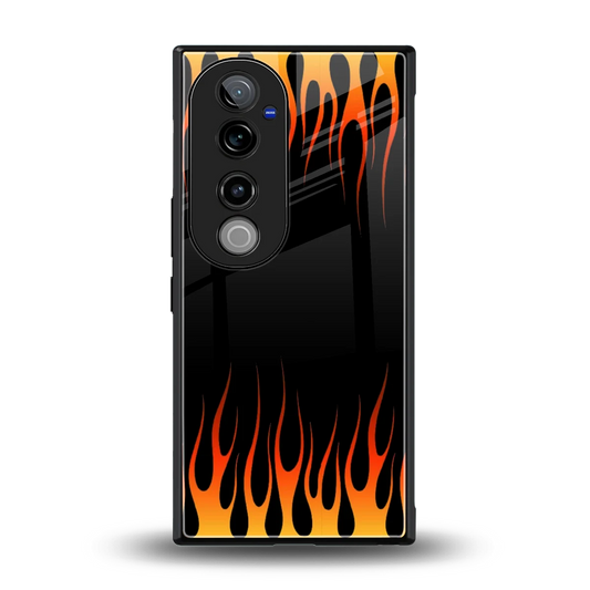 Flames Hot Red back phone cover | glass case for vivo v40 pro