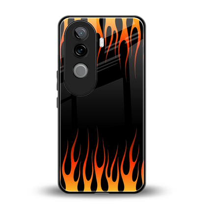 Flames Hot Red back phone cover | glass case for vivo v40e