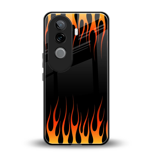 Flames Hot Red back phone cover | glass case for vivo v40e