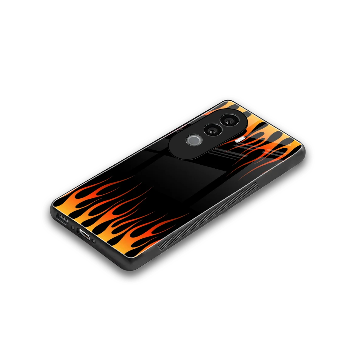Flames Hot Red stylish phone case for vivo v40e | glossy glass and slim fit