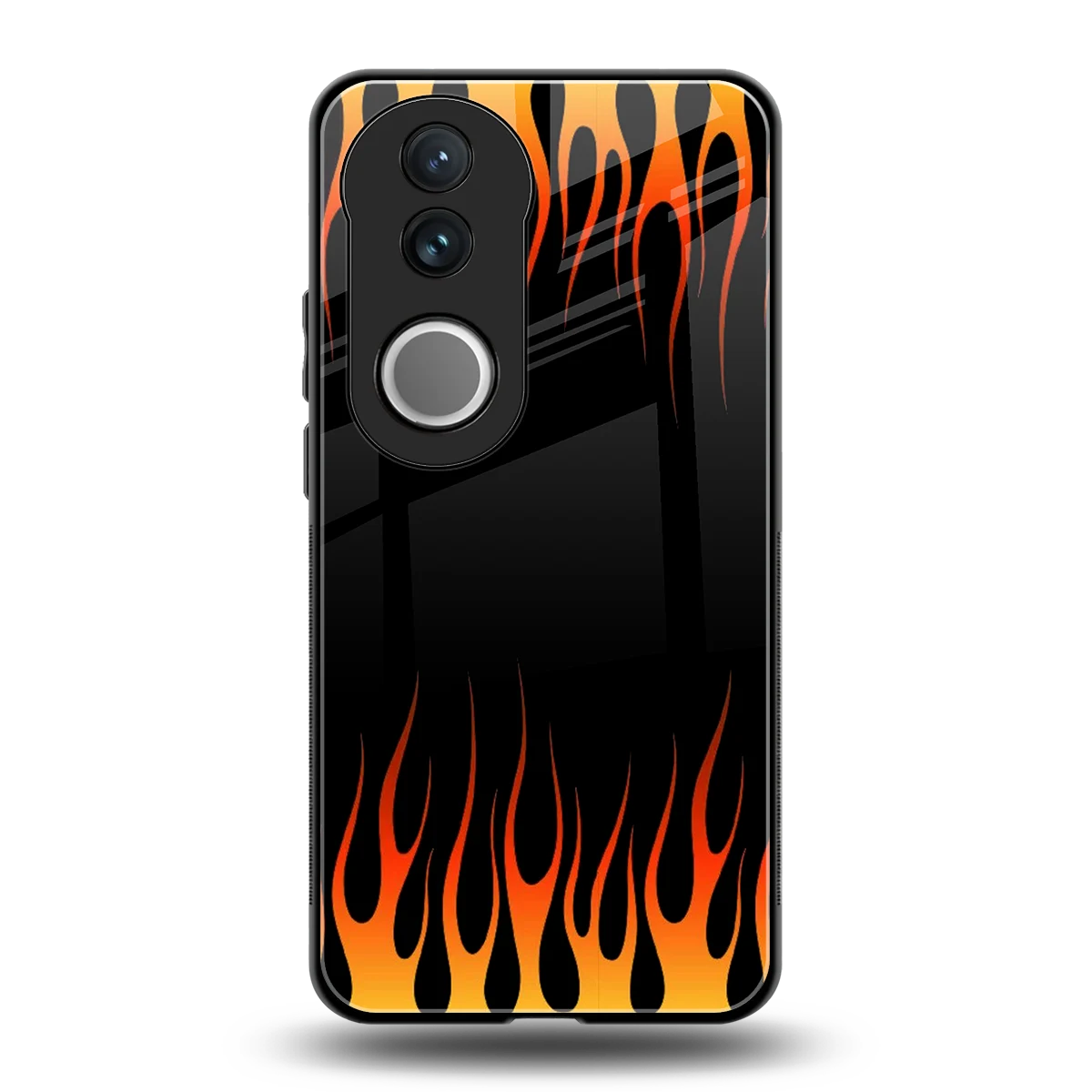 Flames Hot Red back phone cover | glass case for vivo v50