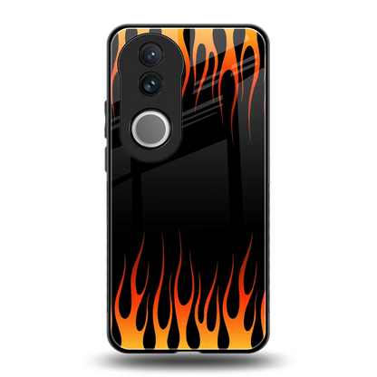 Flames Hot Red back phone cover | glass case for vivo v50
