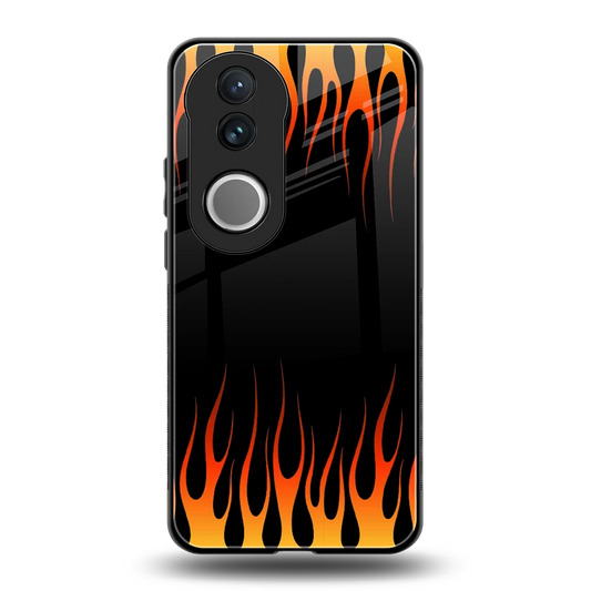 Flames Hot Red back phone cover | glass case for vivo v50