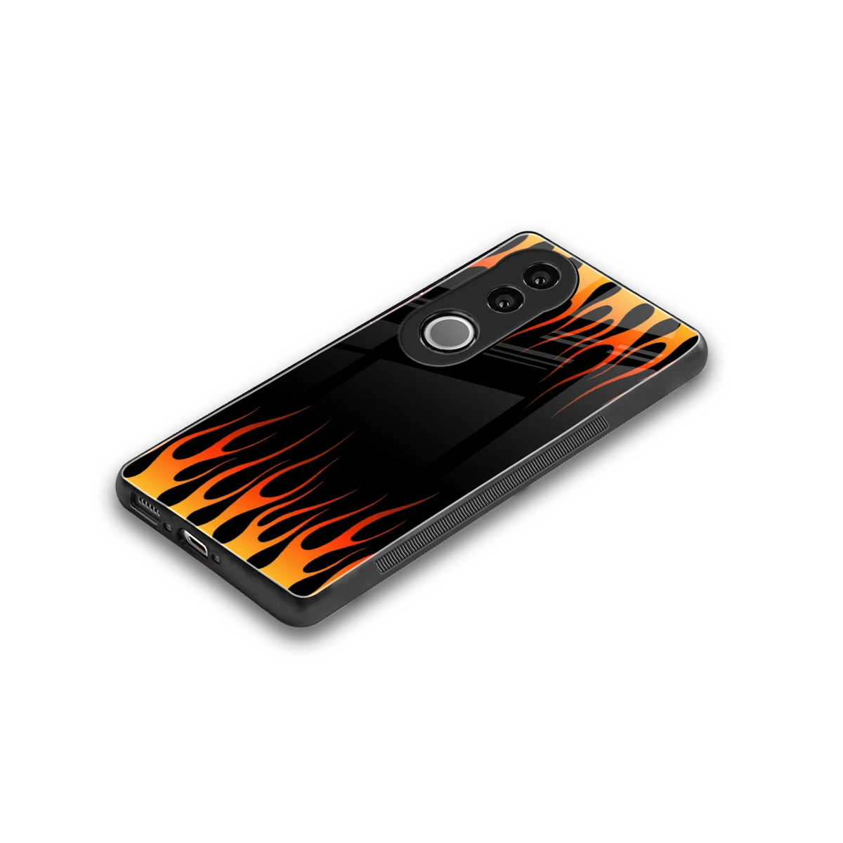 Flames Hot Red stylish phone case for vivo v50 | glossy glass and slim fit