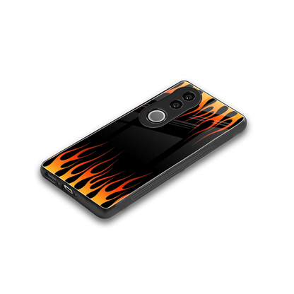 Flames Hot Red stylish phone case for vivo v50 | glossy glass and slim fit