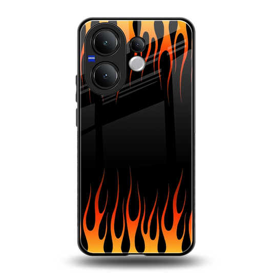 Flames Hot Red back phone cover | glass case for vivo v60