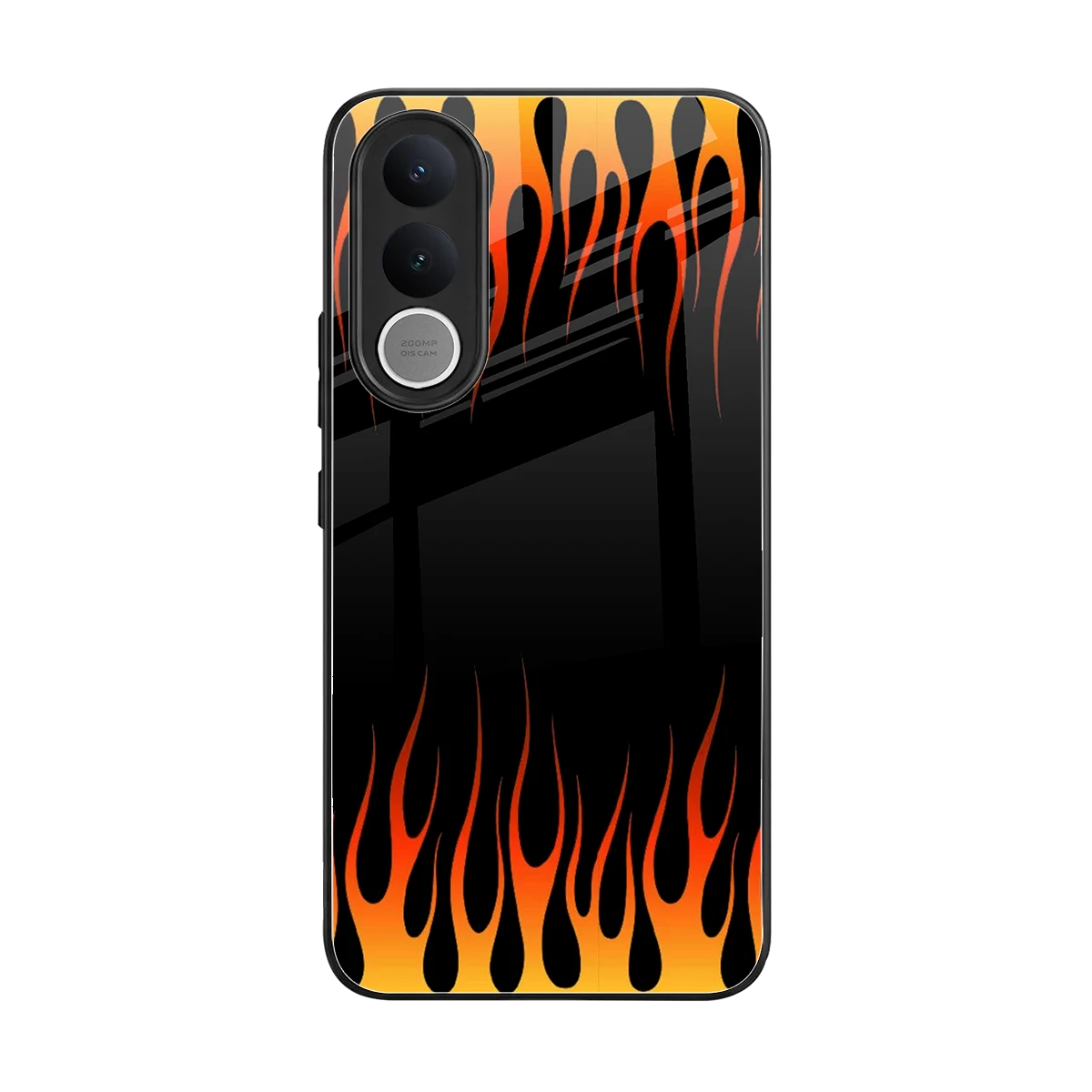 Flames Hot Red back phone cover | glass case for vivo v70 fe