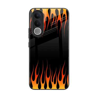 Flames Hot Red back phone cover | glass case for vivo v70 fe