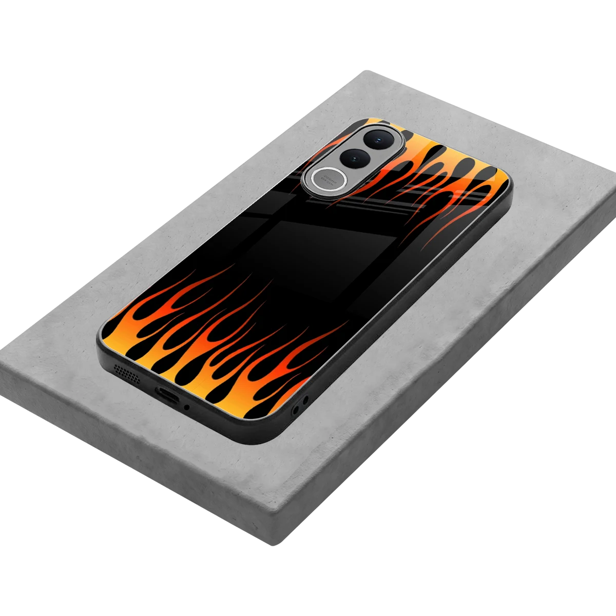 Flames Hot Red stylish phone case for vivo v70 fe | glossy glass and slim fit