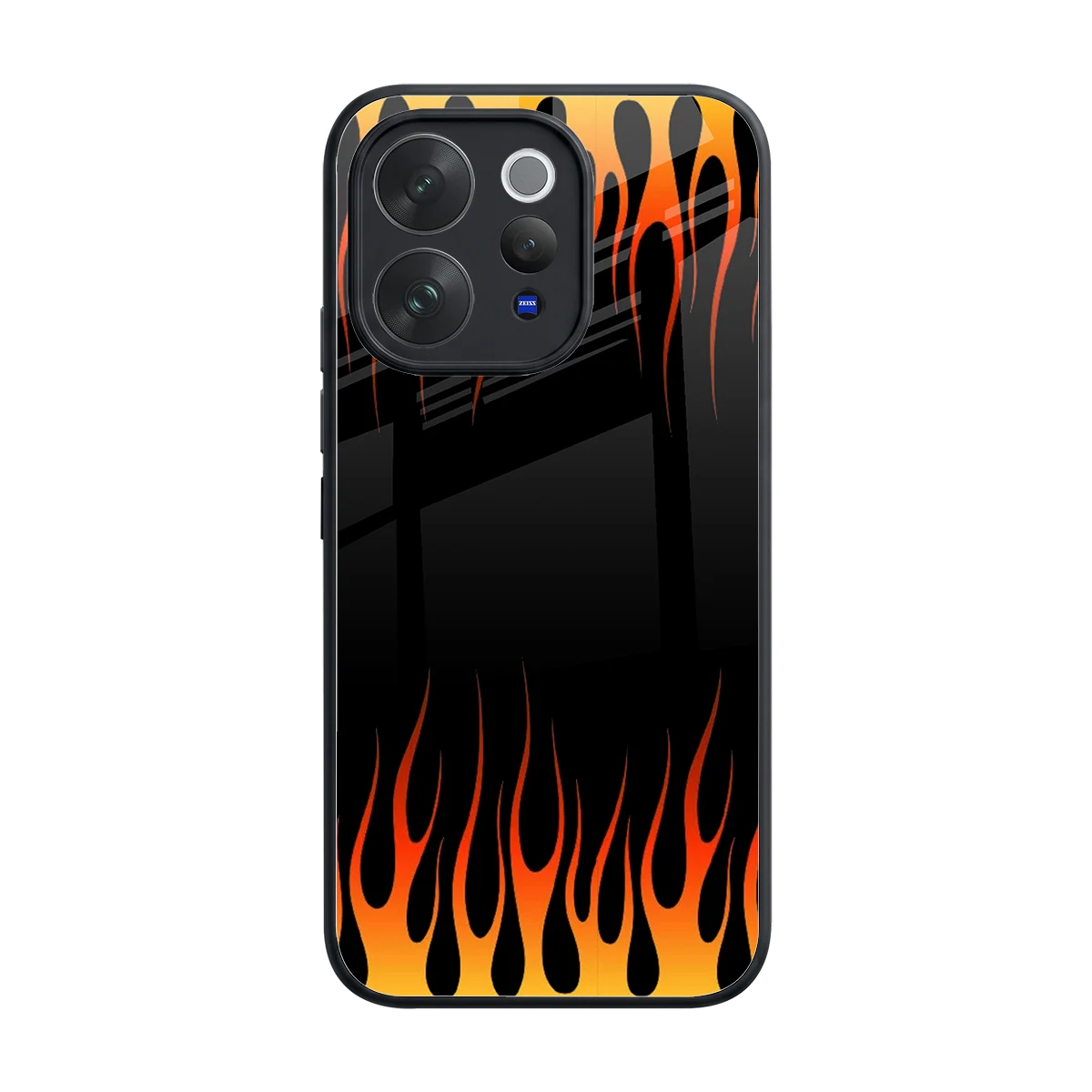 Flames Hot Red back phone cover | glass case for vivo v70