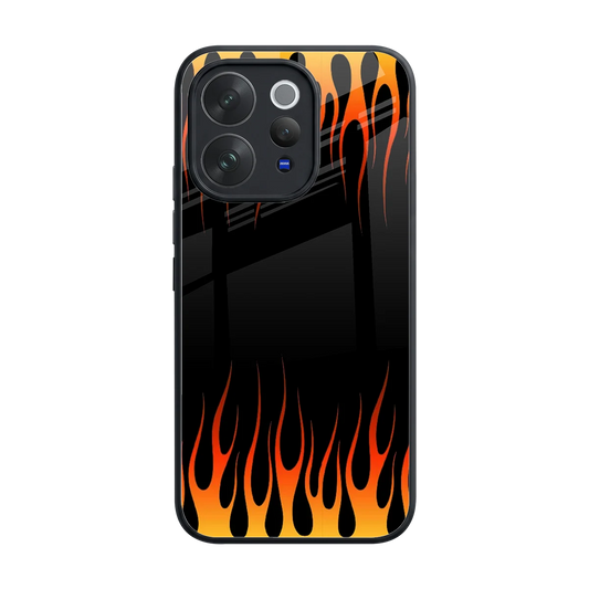 Flames Hot Red back phone cover | glass case for vivo v70