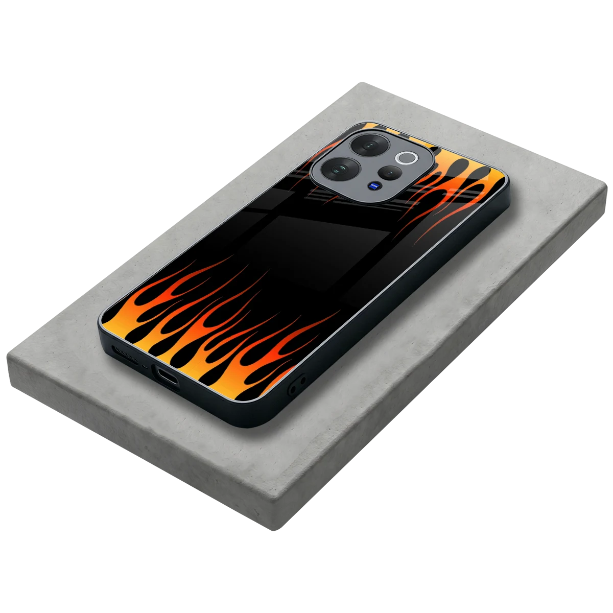 Flames Hot Red stylish phone case for vivo v70 | glossy glass and slim fit