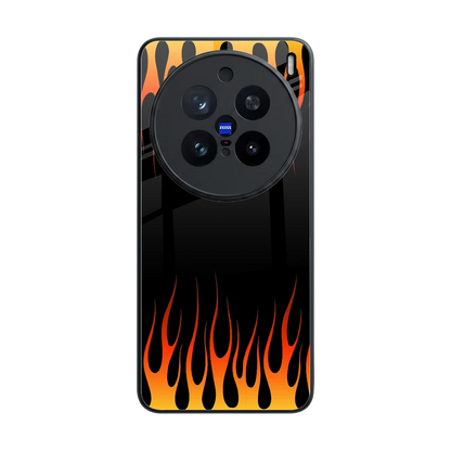 Flames Hot Red back phone cover | glass case for vivo x200 pro