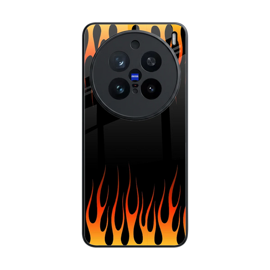 Flames Hot Red back phone cover | glass case for vivo x200 pro