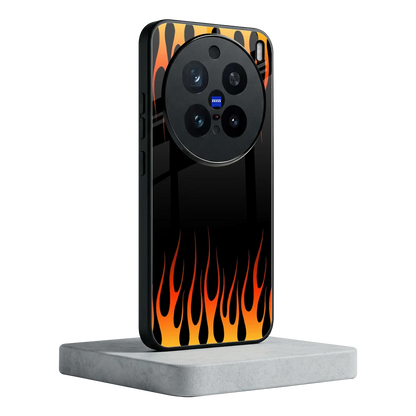 Flames Hot Red vivo x200 pro mobile cover | shockproof glass phone case