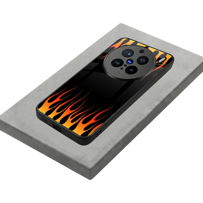 Flames Hot Red stylish phone case for vivo x200 pro | glossy glass and slim fit