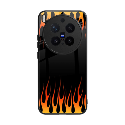 Flames Hot Red back phone cover | glass case for vivo x300 pro