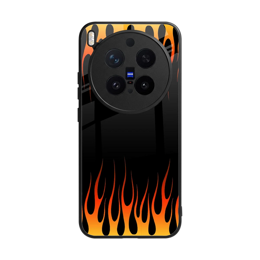 Flames Hot Red back phone cover | glass case for vivo x300 pro