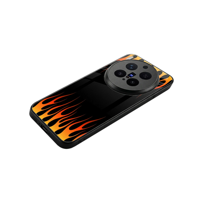 Flames Hot Red stylish phone case for vivo x300 pro | glossy glass and slim fit