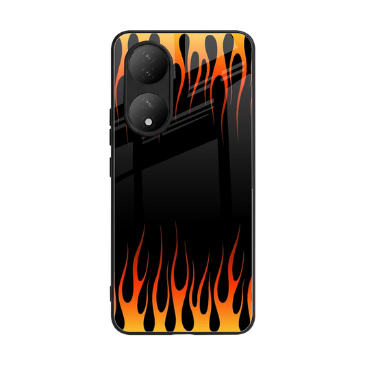 Flames Hot Red back phone cover | glass case for Vivo-y100