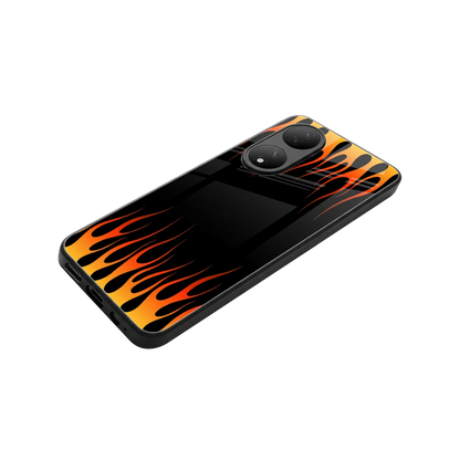 Flames Hot Red stylish phone case for Vivo-y100 | glossy glass and slim fit