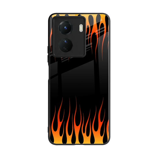 Flames Hot Red back phone cover | glass case for vivo y16